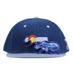 Grassroots California Hats Removable Bear Colorado Flag Navy Fitted Hat