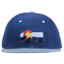 Grassroots California Hats Removable Bear Colorado Flag Navy Fitted Hat