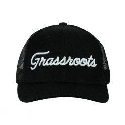 Grassroots California Golfroots Script Black Mesh Snapback Hat