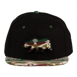 Grassroots California Removable Bear Evergreen Black Fitted Hat Hats