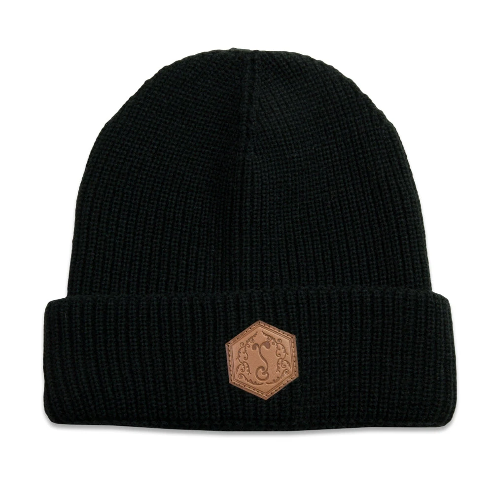 Grassroots California Hats Black Sprout Hex Cuff Beanie 3 Grassroots California Hats Black Sprout Hex Cuff Beanie