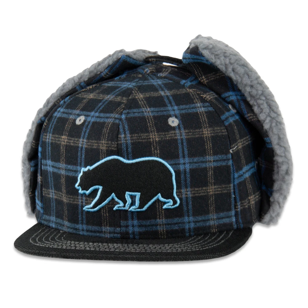 Grassroots California Bear Collection Blue Flannel Earflap Fitted Hat 3 Grassroots California Bear Collection Blue Flannel Earflap Fitted Hat