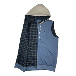 Grassroots California Bear Collection Blue Flannel Lined Hooded Vest Men