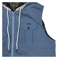 Grassroots California Bear Collection Blue Flannel Lined Hooded Vest Men
