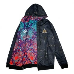 Grassroots California Celestial Serpent Reversible Zip Up Hoodie New