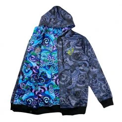 Grassroots California Vincent Gordon Seahorse Party Blackout Reversible Zip Up Hoodie