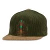 Grassroots California Bigfoot One Meditation Green Corduroy Strapback Hat New