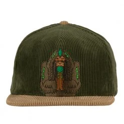 Grassroots California Bigfoot One Meditation Green Corduroy Strapback Hat New